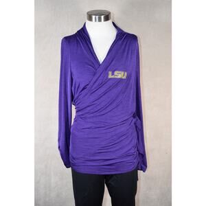 LSU Purple Wrap Open Cardigan Top Bling Blouse Glitter Rhinestones by Tail